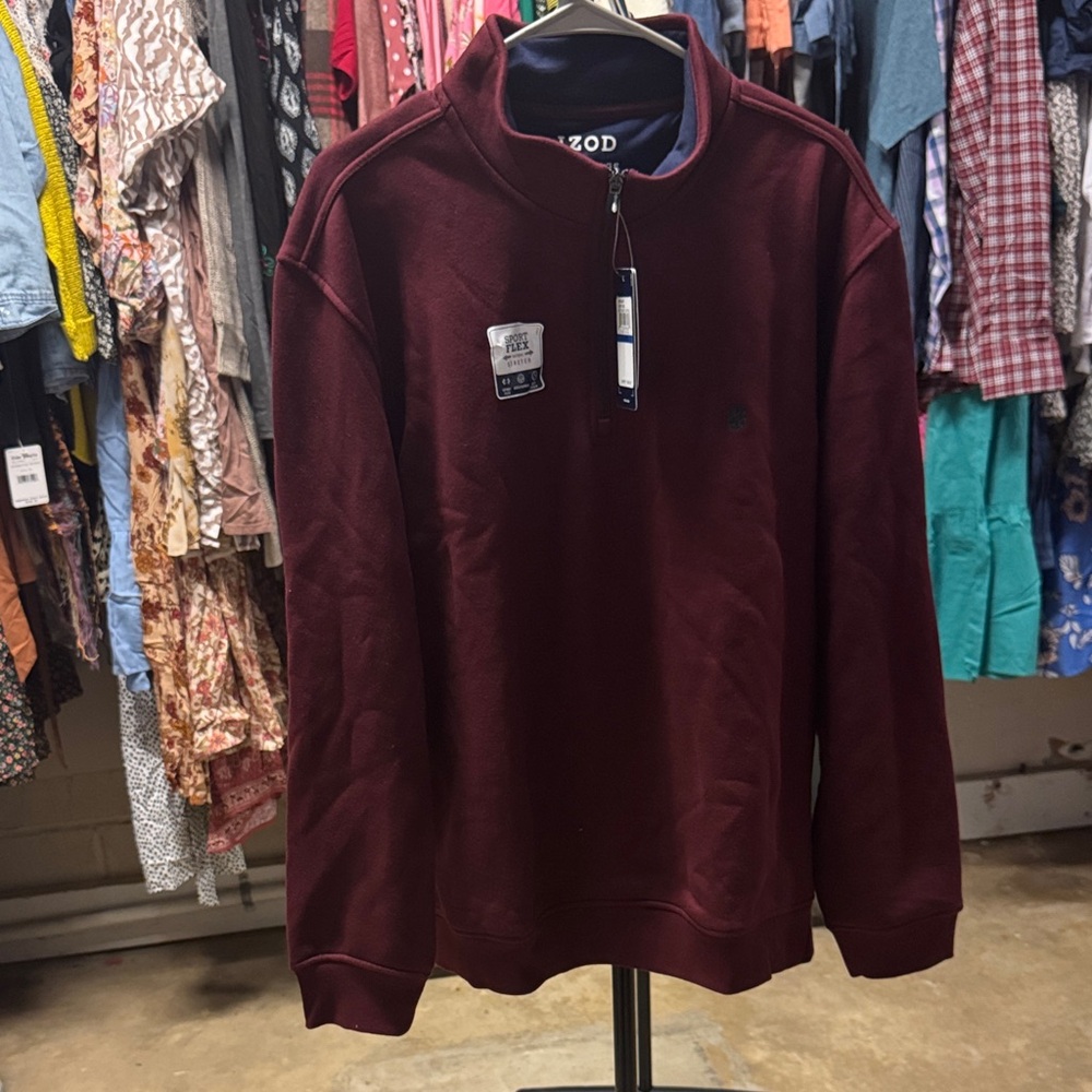 IZOD Men's Deep Red Zip-Up Sweater